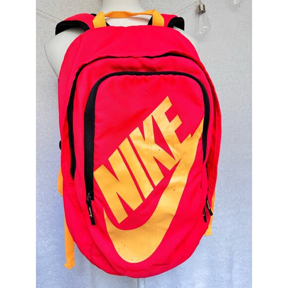 Nike Coral Orange Logo Multi Compartment Large Backpack Bag - Picture 2 of 11